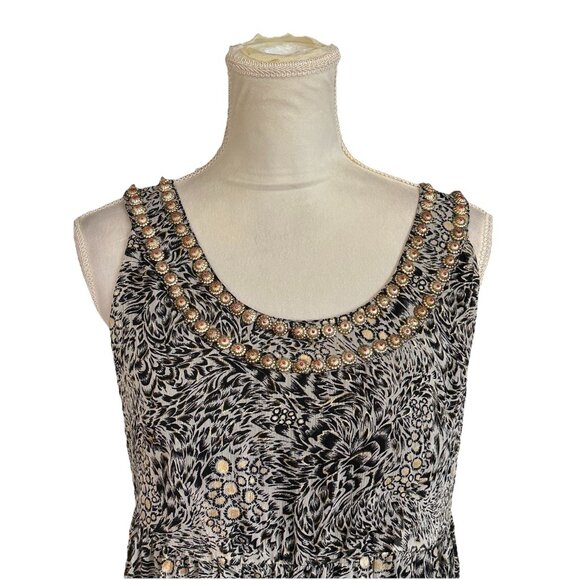 Soft Surroundings Maxi Dress Womens Small Animal Print Black A-Line Tiered Boho - Picture 3 of 12